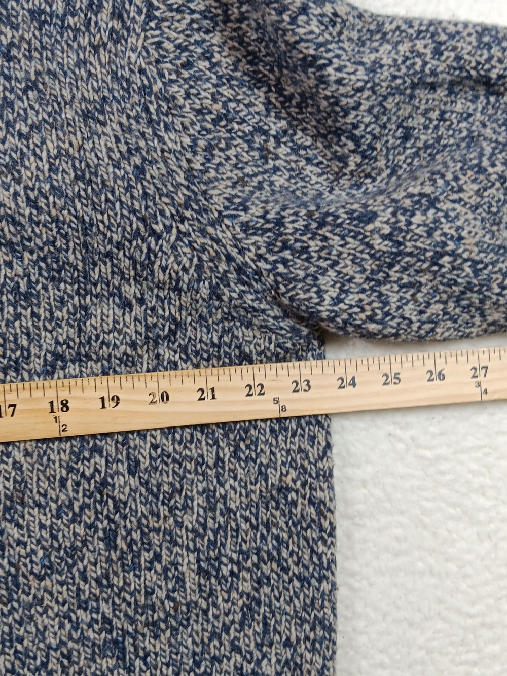 L.L. Bean Sweater Mens Large Shawl Collard Marled Lambswool Fisherman - Picture 7 of 9